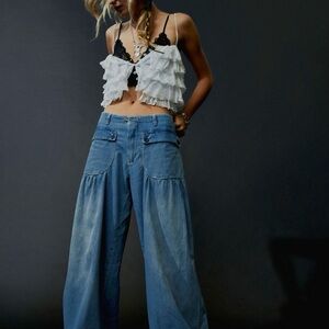 We The Free Blue Flare Wide-Leg Jeans